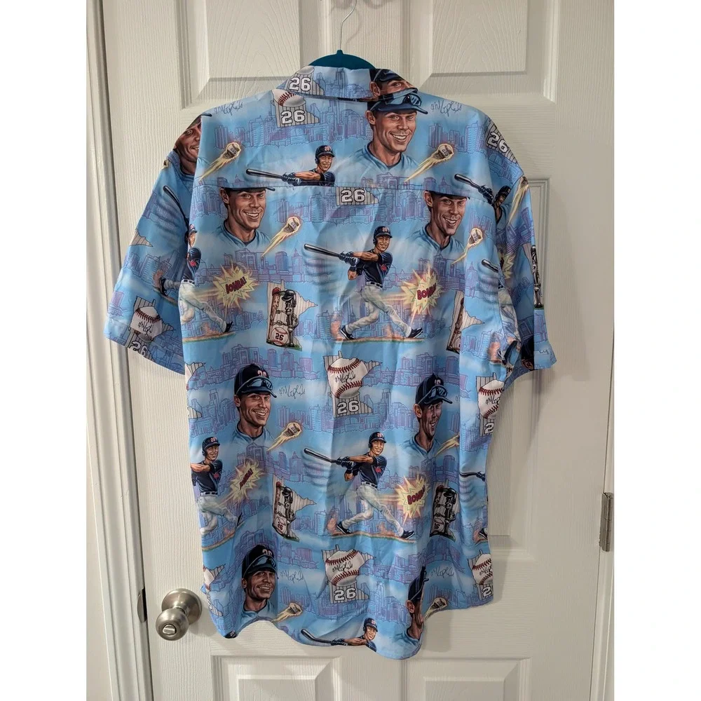 RSVLTS x MLBPA Max Kepler #26 Minnesota Twins Button Up Shirt‎ 2XL Blue Kunuflex